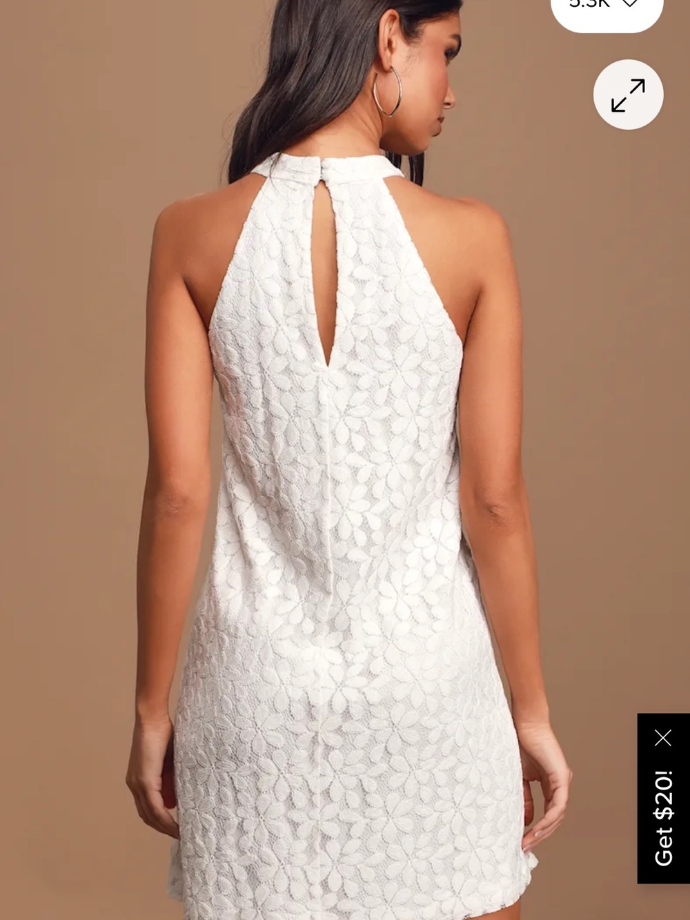 Lulus Sleeveless White Lace Halter Shift Dress - Picture 2 of 5